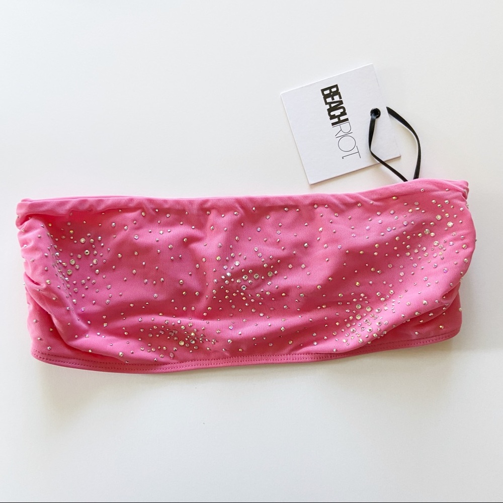 NEW Beach Riot Kelsey Pink Rhinestone Bikini Top - Picture 3 of 6